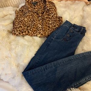 🎀🎀LUCKY BRAND LEOPARD PRINT 100% SILK BLOUSE🎀🎀🎀
